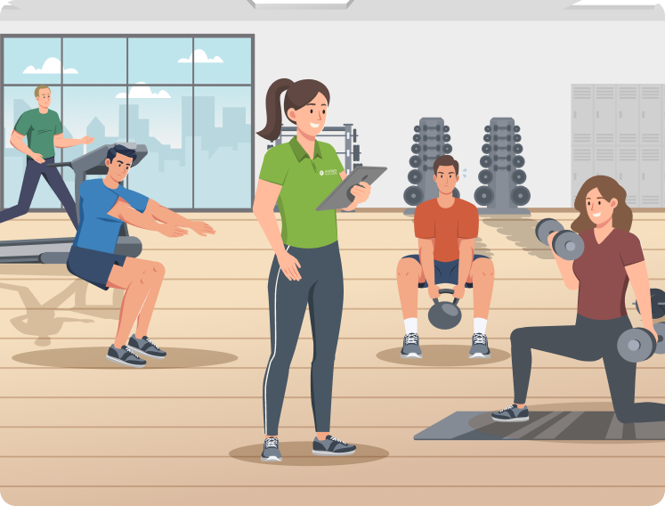 Fitnessstudio:  Training mit persönlicher Begleitung